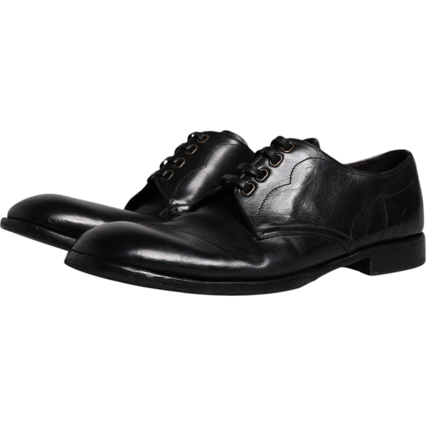 Dolce & Gabbana Black Leather Derby Formal Men Dress Shoes Dolce & Gabbana Black