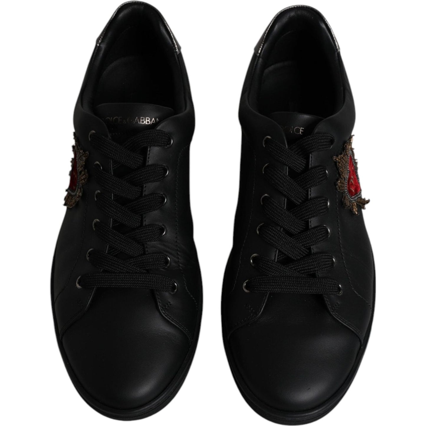 Dolce & Gabbana Black Leather London Heart Men Sneakers Shoes Dolce & Gabbana Black