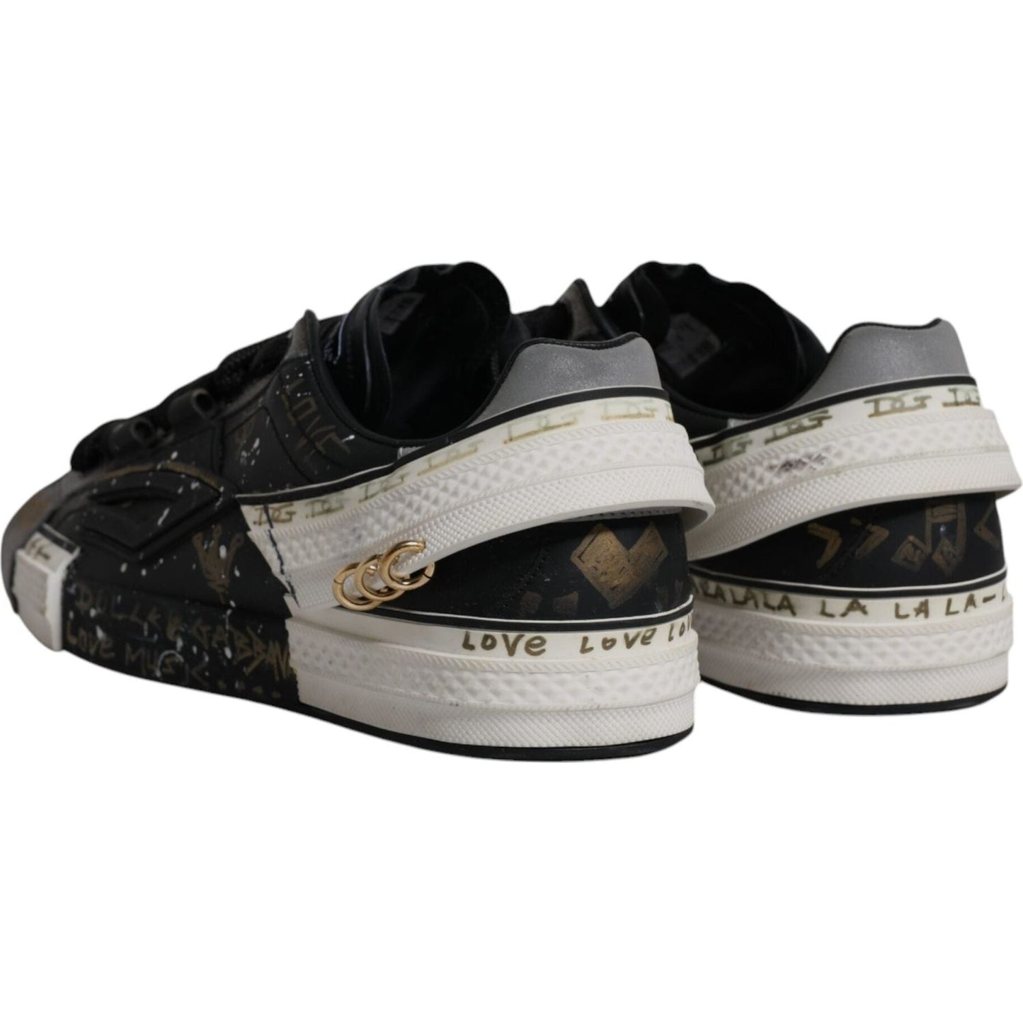 Dolce & Gabbana Black White Portofino Low Top Sneakers Shoes Dolce & Gabbana Gray