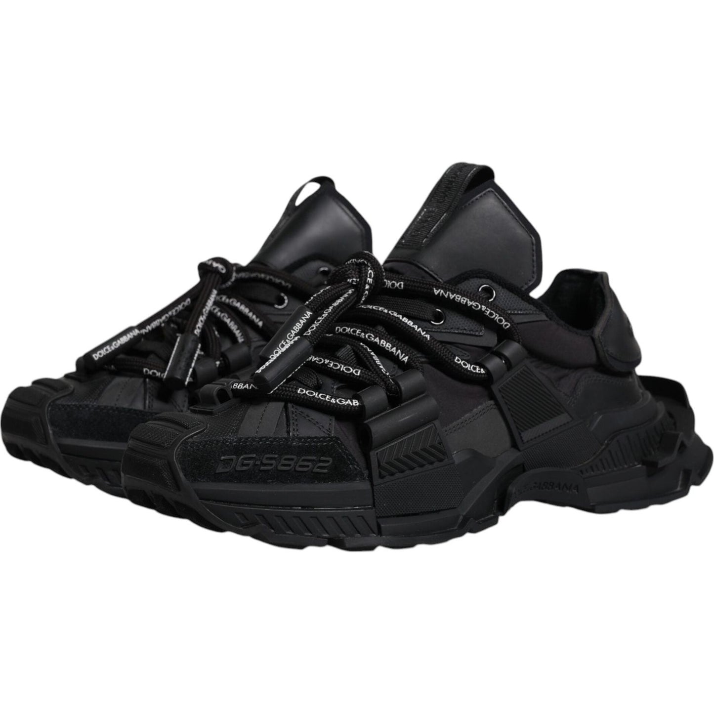 Dolce & Gabbana Black Low Top Space Lace Up Sneakers Shoes Dolce & Gabbana Black