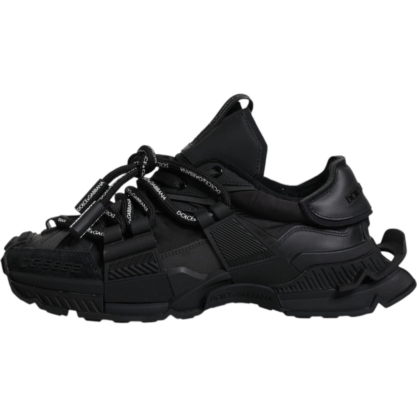 Dolce & Gabbana Black Low Top Space Lace Up Sneakers Shoes Dolce & Gabbana Black