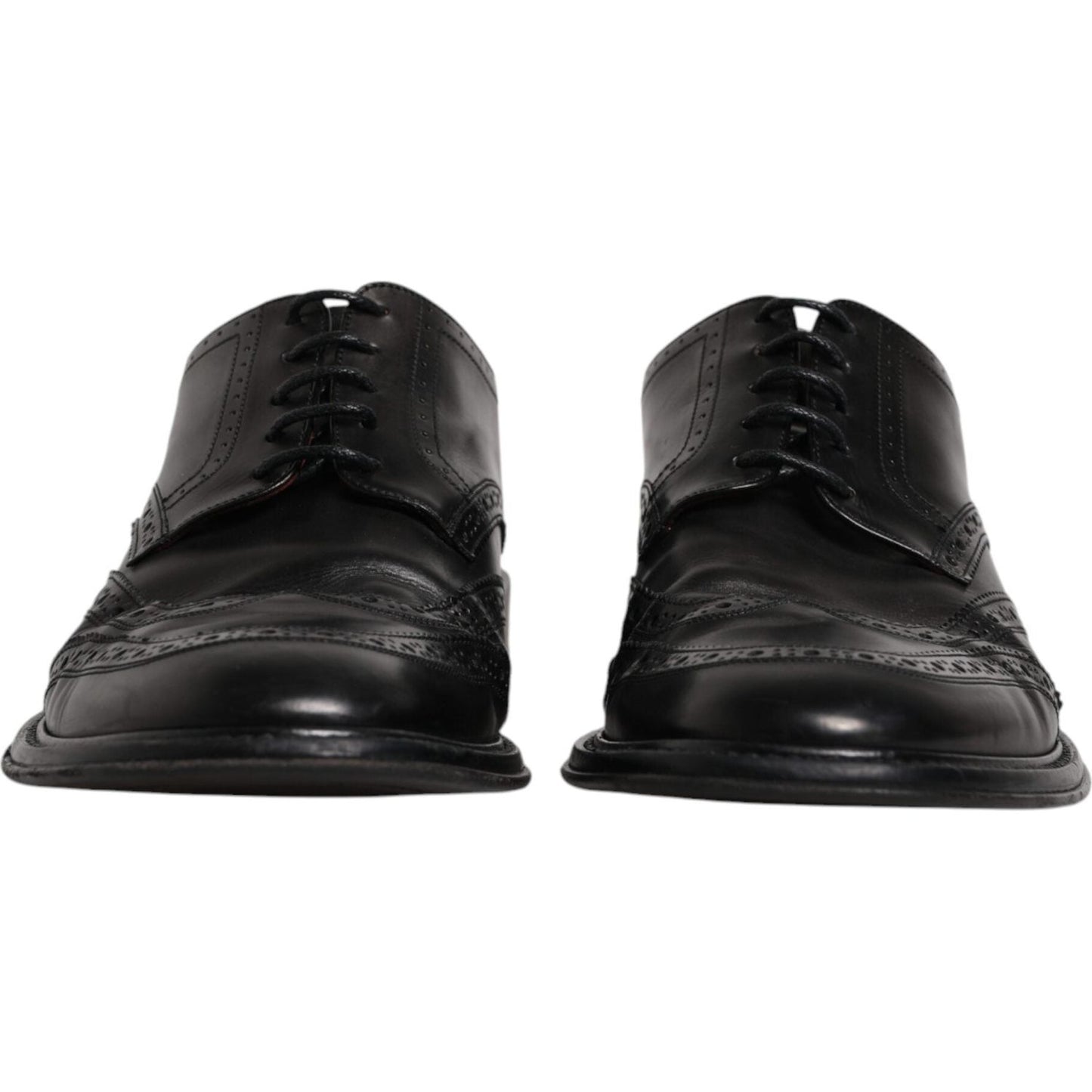 Dolce & Gabbana Black Leather Derby Wingtip Formal Shoes Dolce & Gabbana Dark Slate Gray