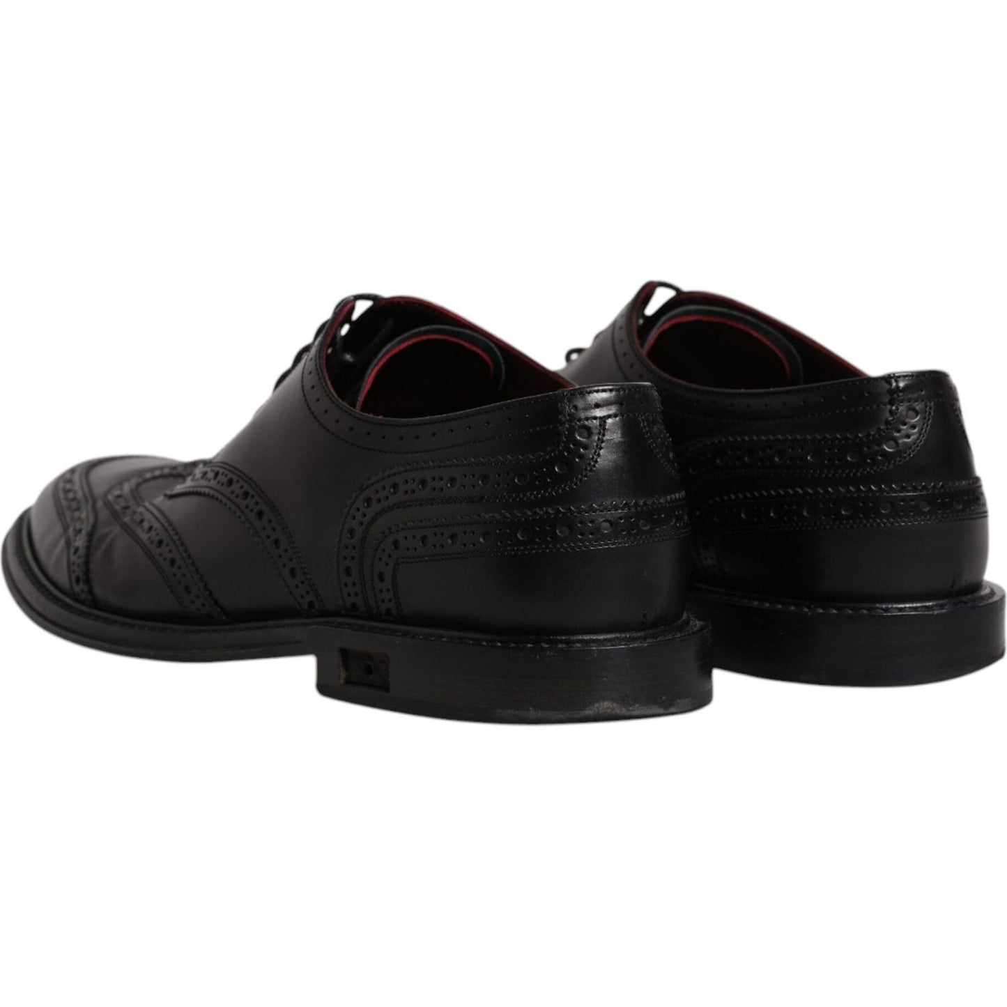 Dolce & Gabbana Black Leather Derby Wingtip Formal Shoes Dolce & Gabbana Black
