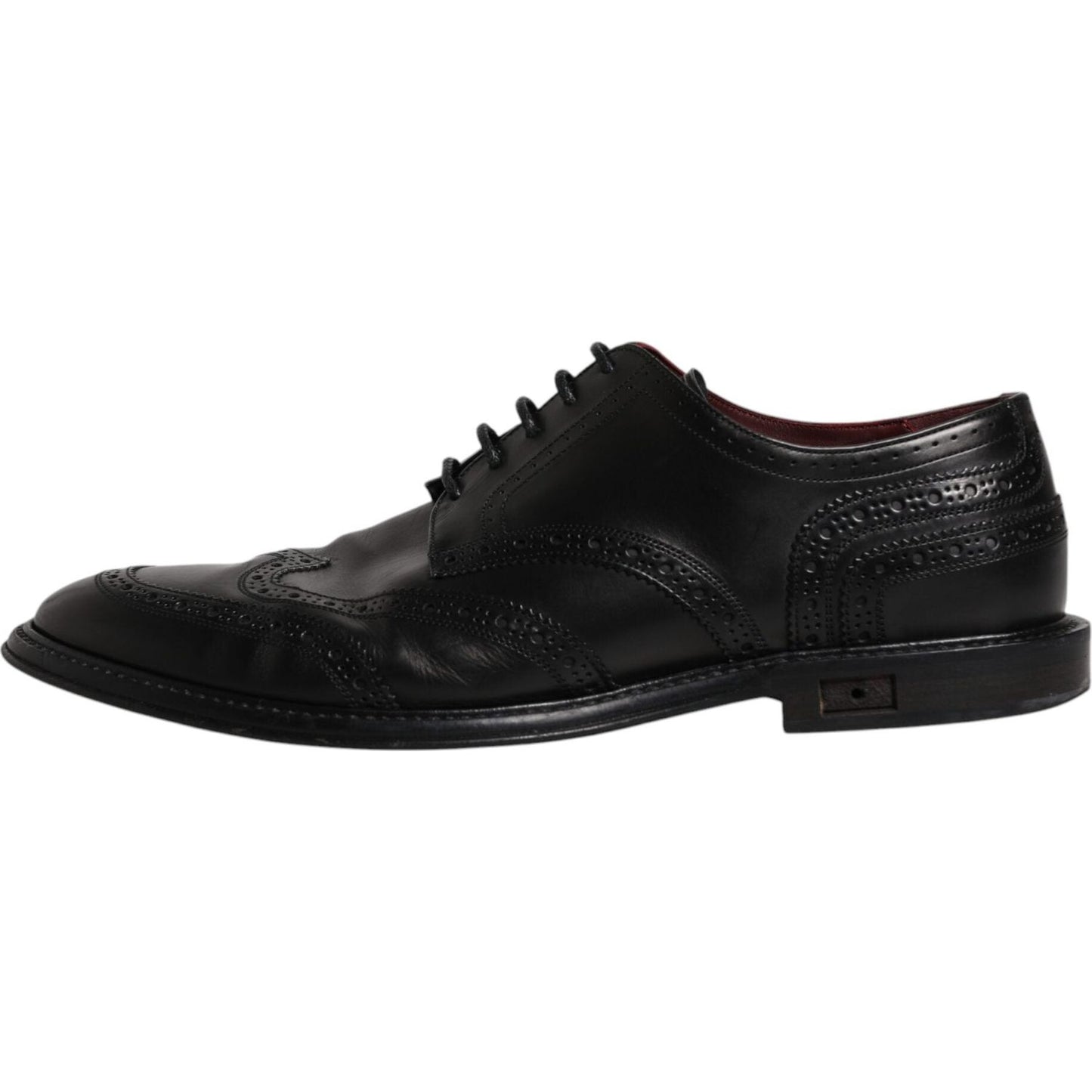 Dolce & Gabbana Black Leather Derby Wingtip Formal Shoes Dolce & Gabbana Black
