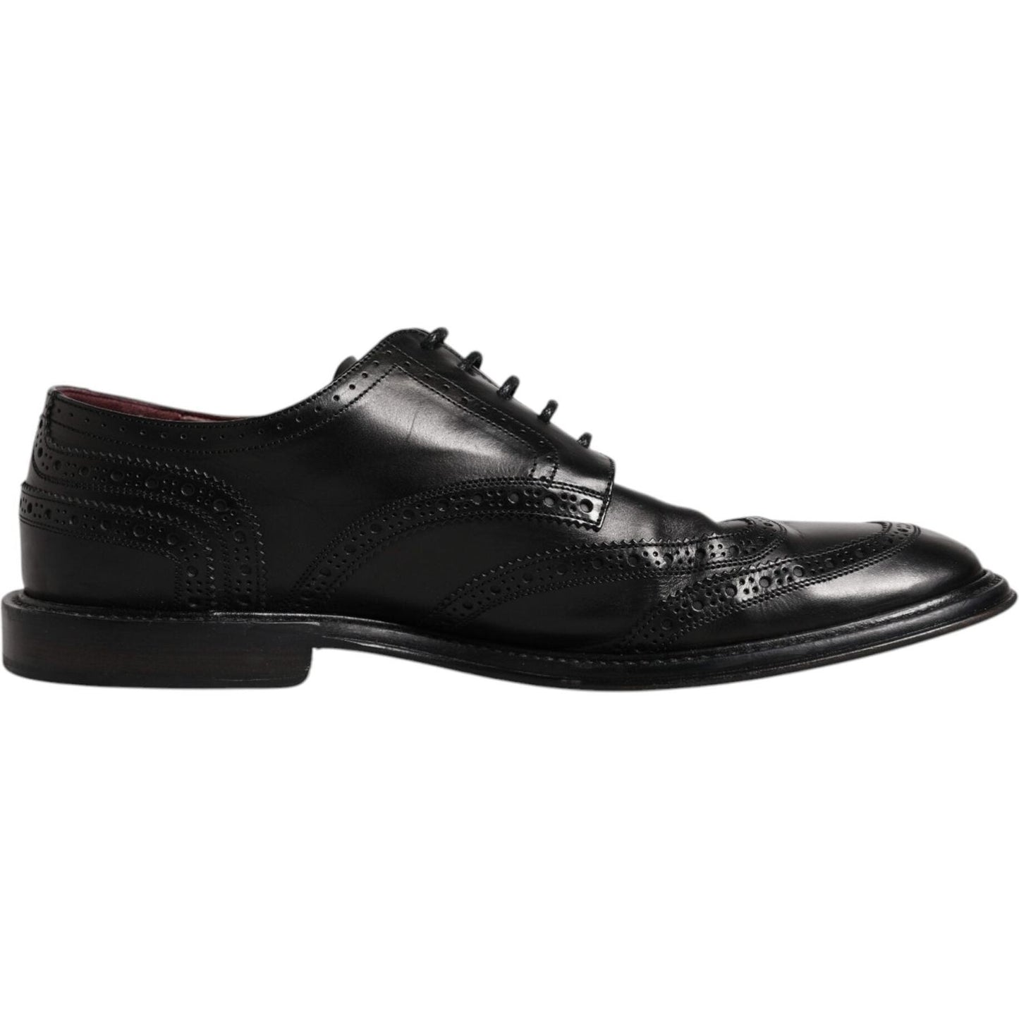 Dolce & Gabbana Black Leather Derby Wingtip Formal Shoes Dolce & Gabbana Black