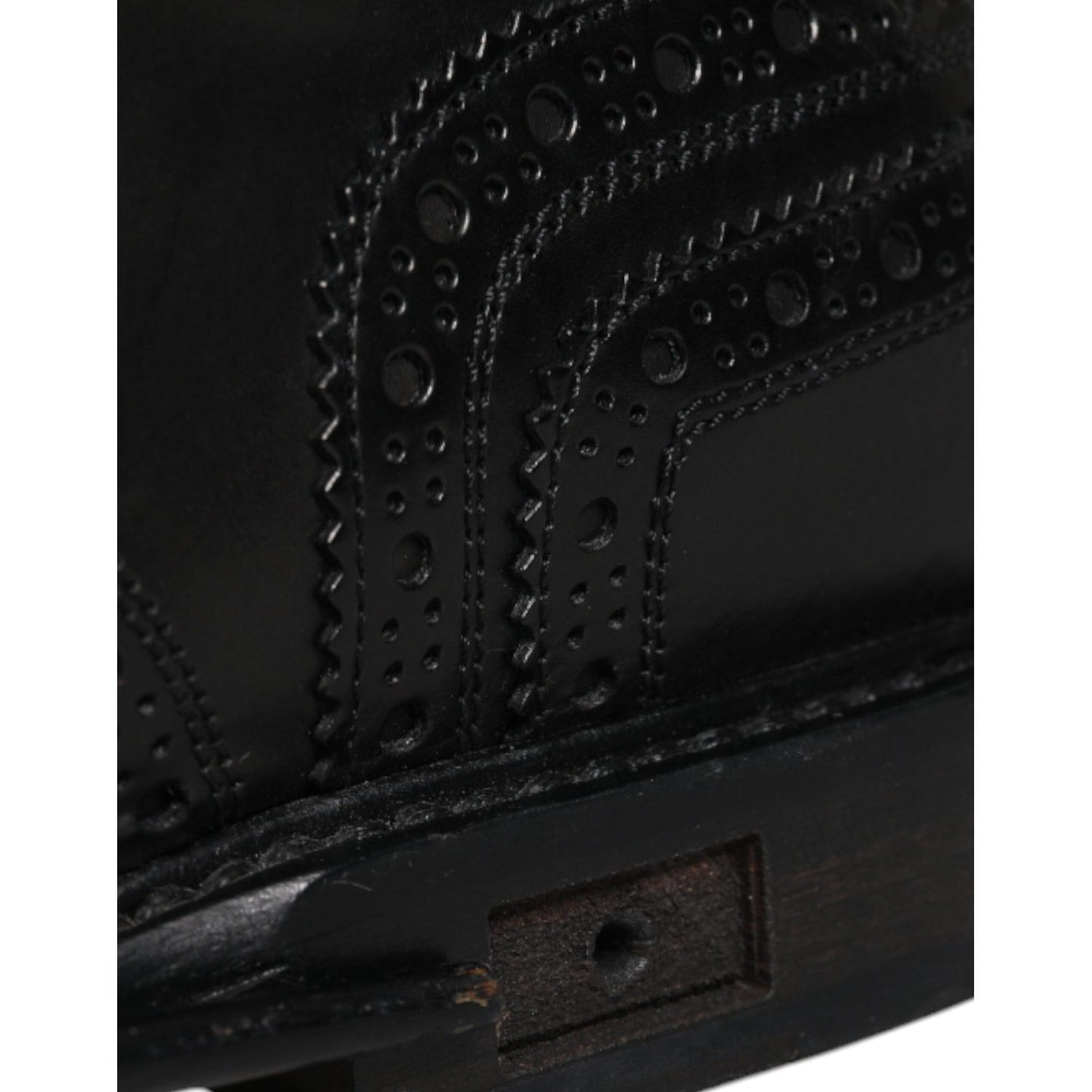 Dolce & Gabbana Black Leather Derby Wingtip Formal Shoes Dolce & Gabbana Black