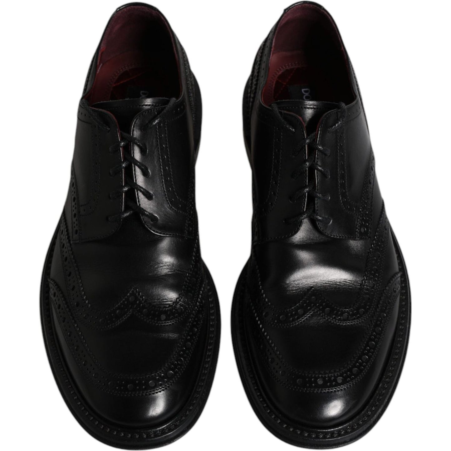 Dolce & Gabbana Black Leather Derby Wingtip Formal Shoes Dolce & Gabbana Black
