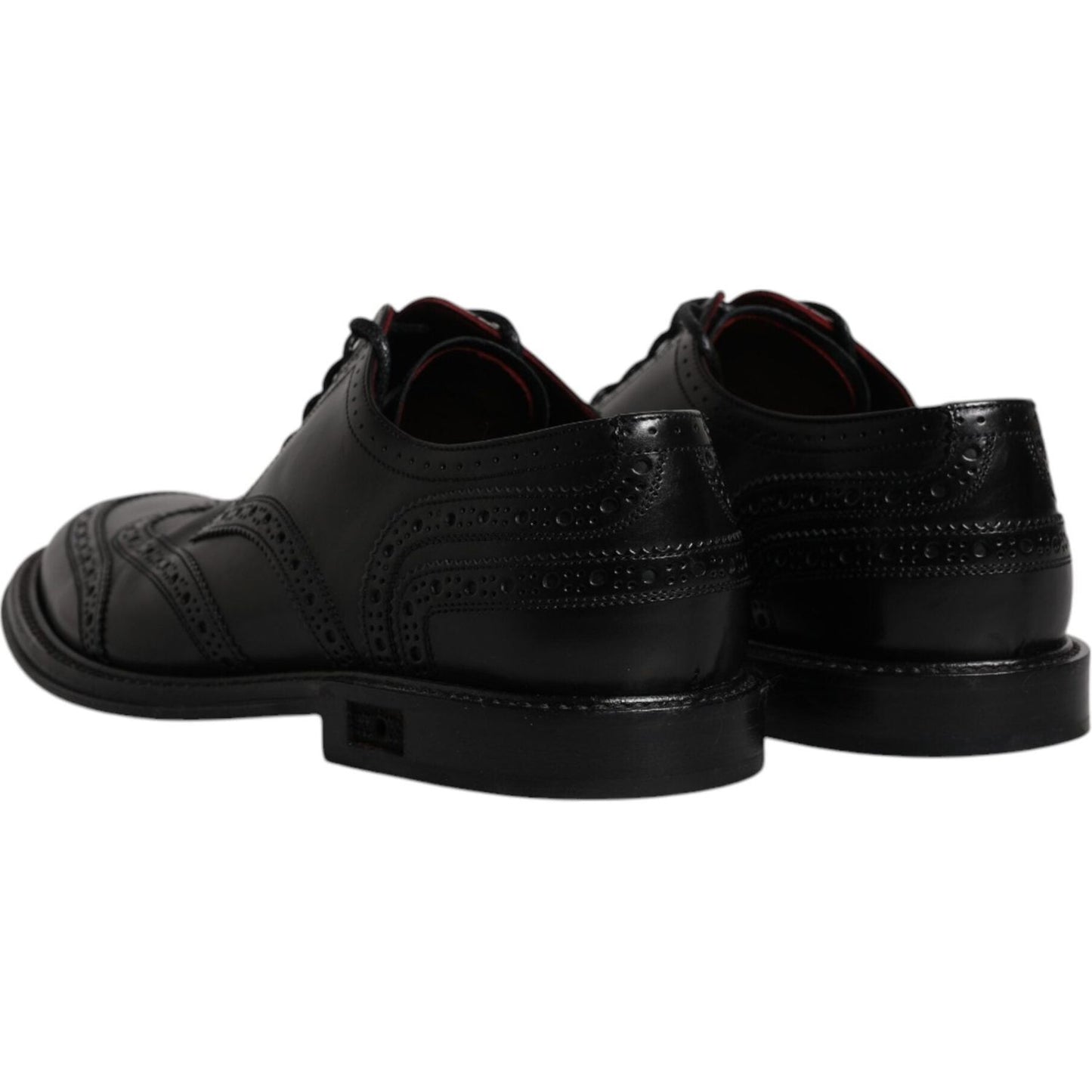 Dolce & Gabbana Black Leather Derby Wingtip Formal Shoes Dolce & Gabbana Black