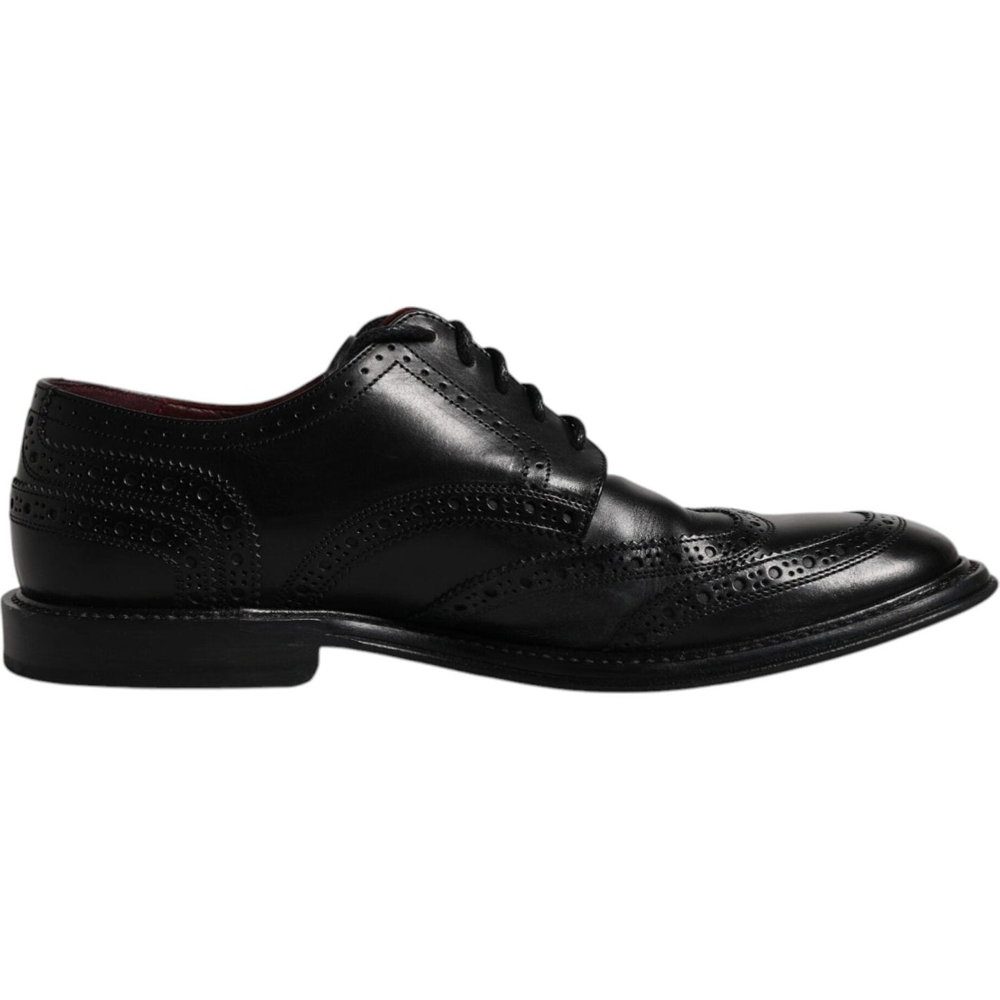 Dolce & Gabbana Black Leather Derby Wingtip Formal Shoes Dolce & Gabbana Black