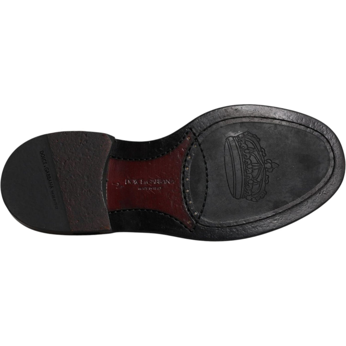 Dolce & Gabbana Black Leather Derby Wingtip Formal Shoes Dolce & Gabbana Dark Slate Gray