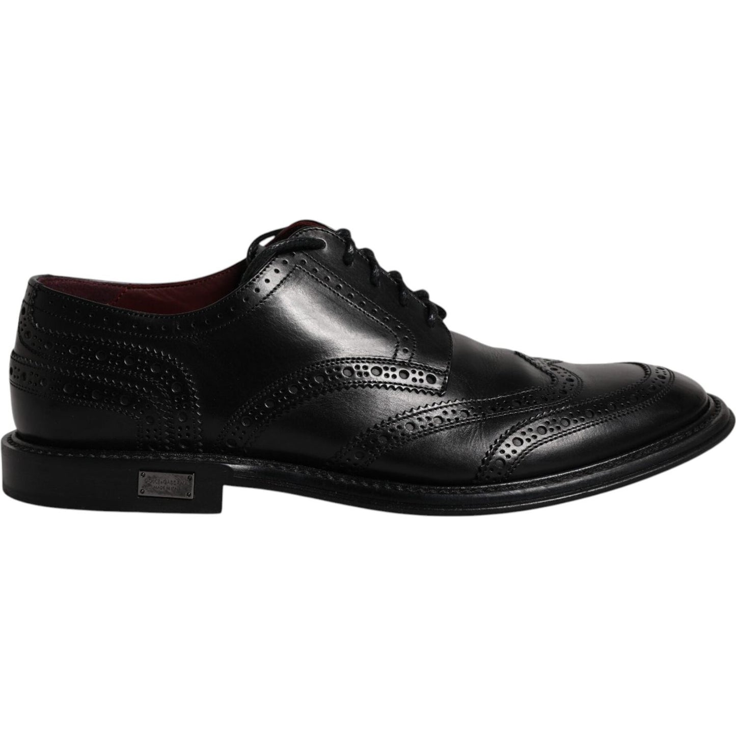 Dolce & Gabbana Black Leather Derby Wingtip Formal Shoes Dolce & Gabbana Black