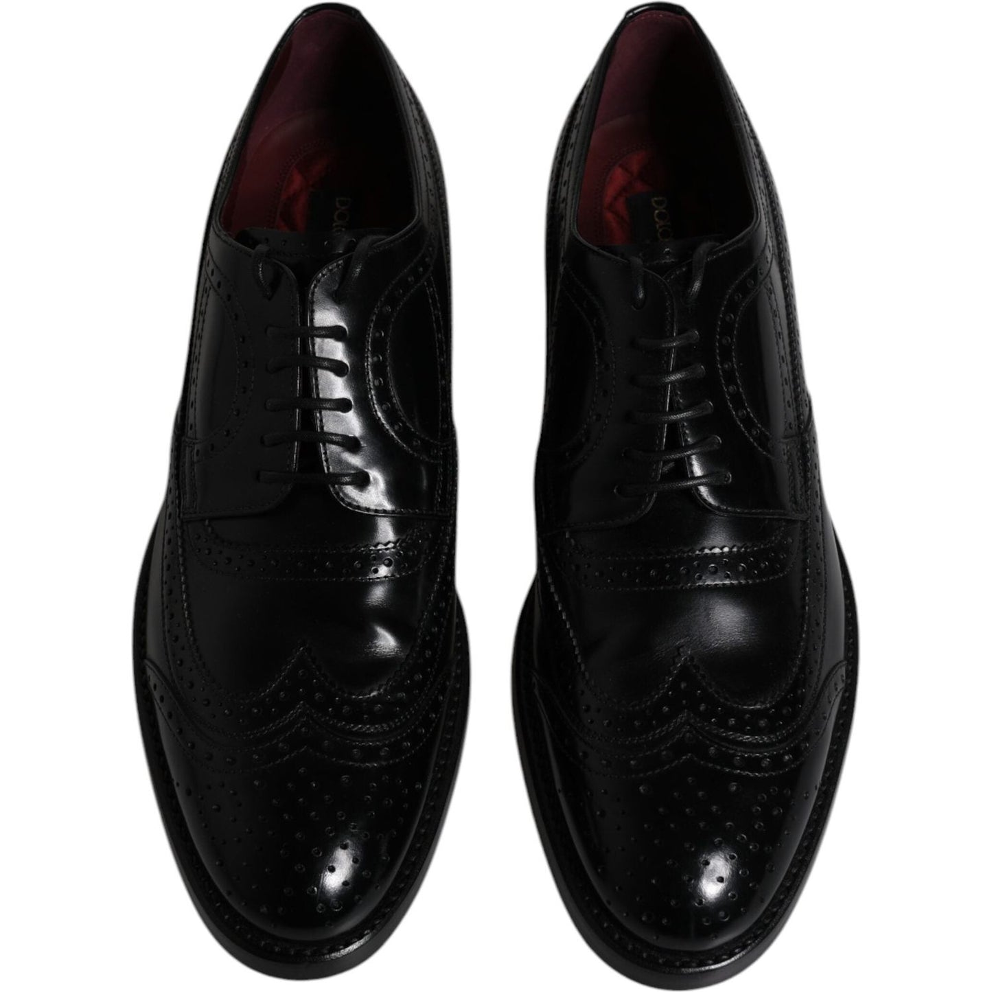 Dolce & Gabbana Black Leather Derby Wingtip Formal Shoes Dolce & Gabbana Black