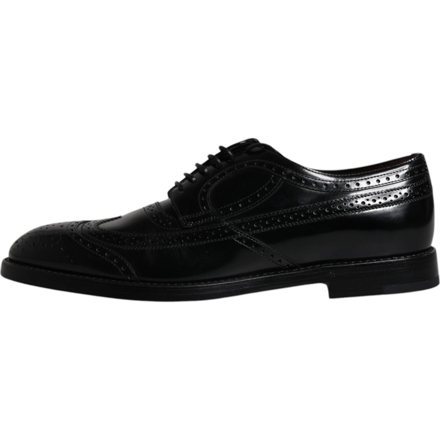 Dolce & Gabbana Black Leather Derby Wingtip Formal Shoes Dolce & Gabbana Black