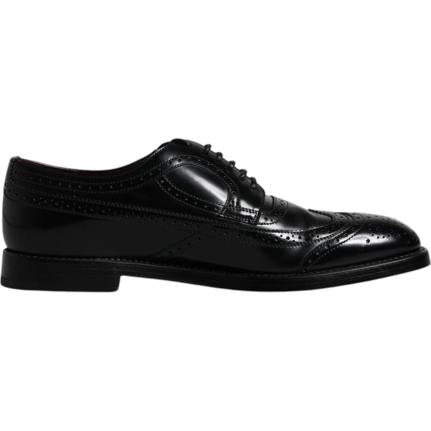 Dolce & Gabbana Black Leather Derby Wingtip Formal Shoes Dolce & Gabbana Black