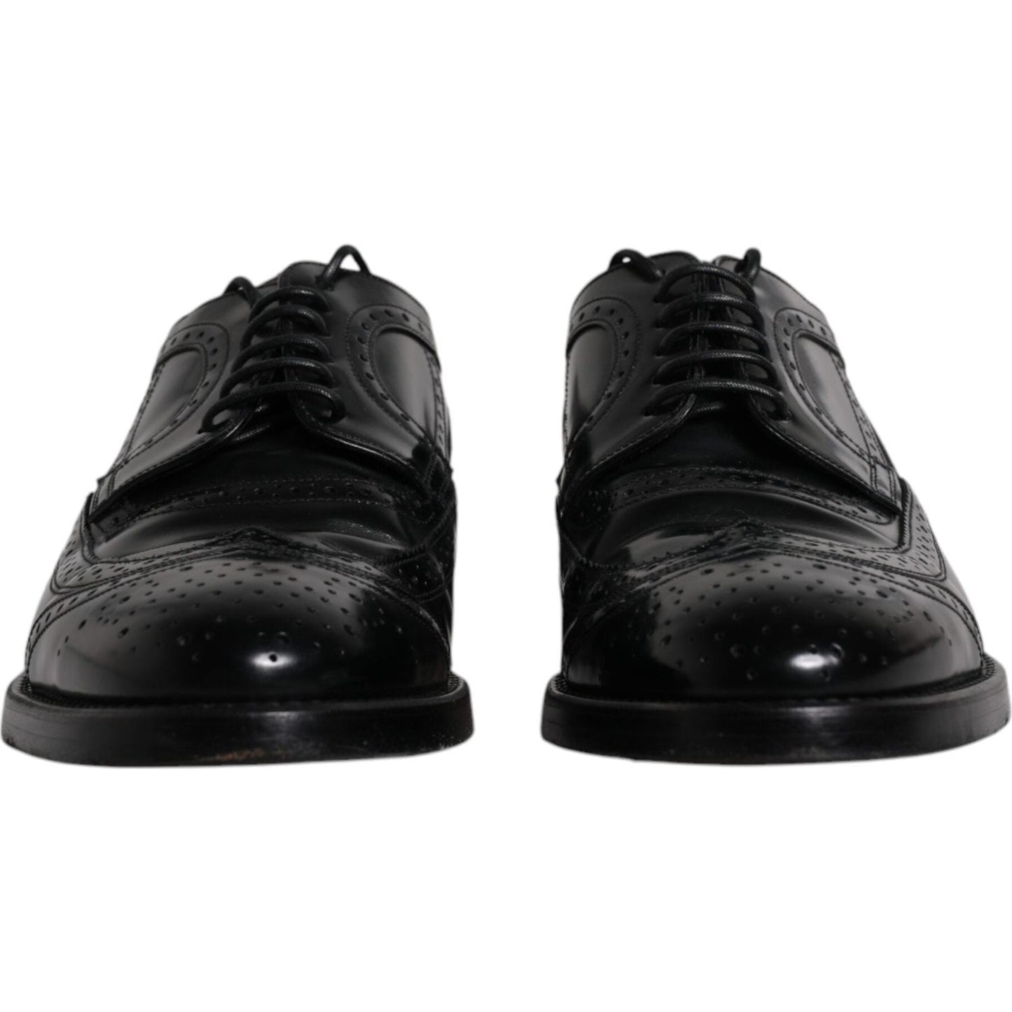 Dolce & Gabbana Black Leather Derby Wingtip Formal Shoes Dolce & Gabbana Black