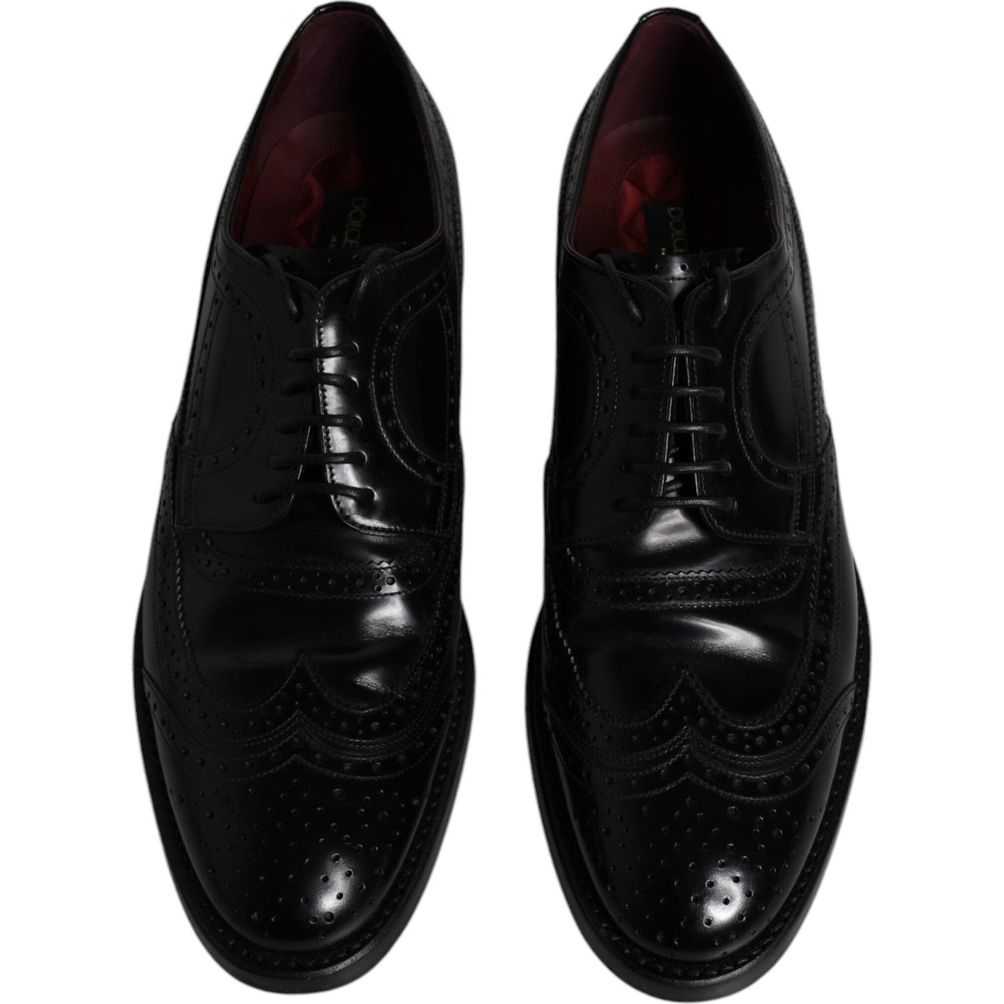 Dolce & Gabbana Black Leather Derby Wingtip Formal Shoes Dolce & Gabbana Black