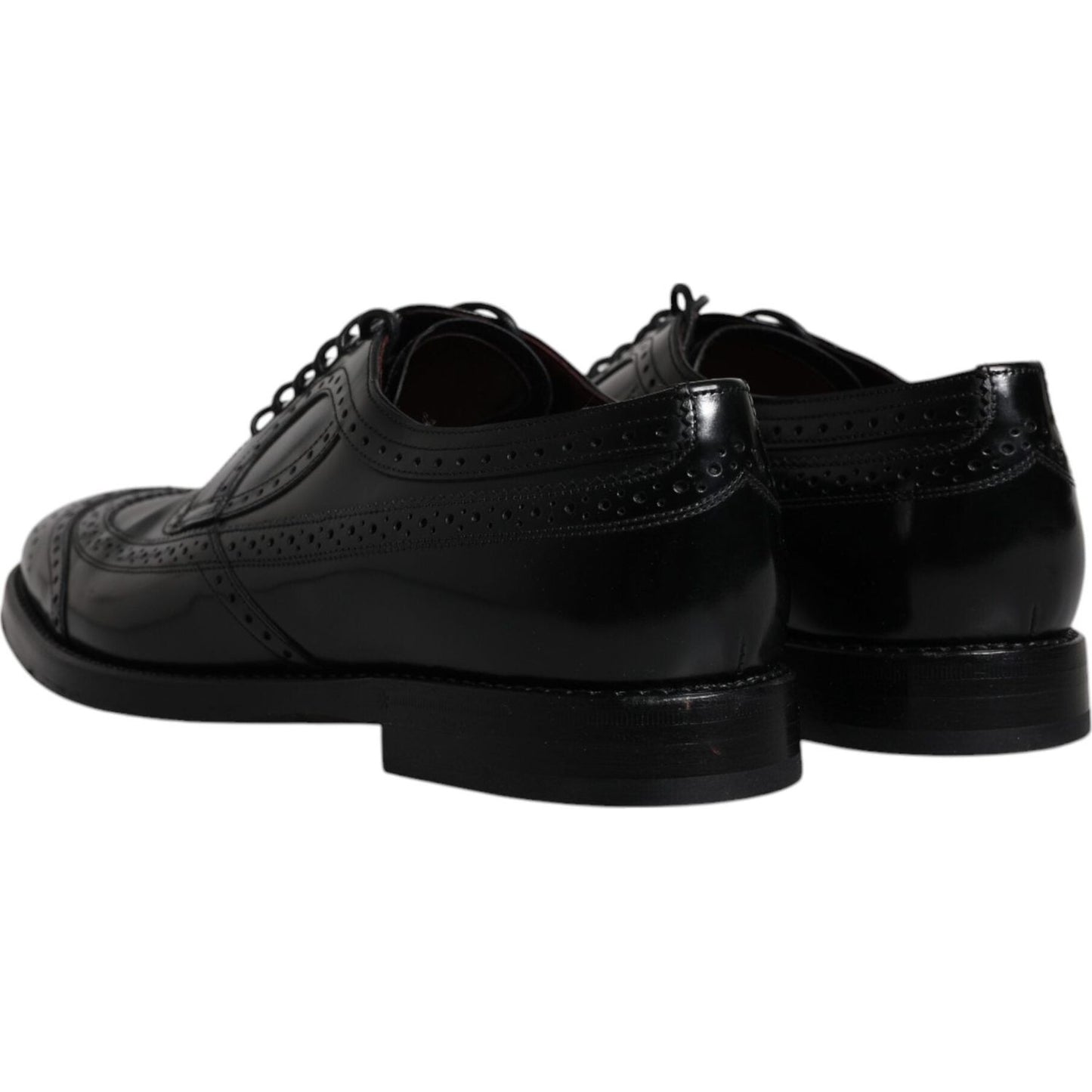 Dolce & Gabbana Black Leather Derby Wingtip Formal Shoes Dolce & Gabbana Black