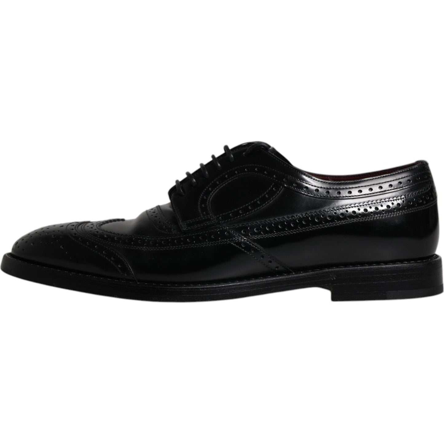 Dolce & Gabbana Black Leather Derby Wingtip Formal Shoes Dolce & Gabbana Black