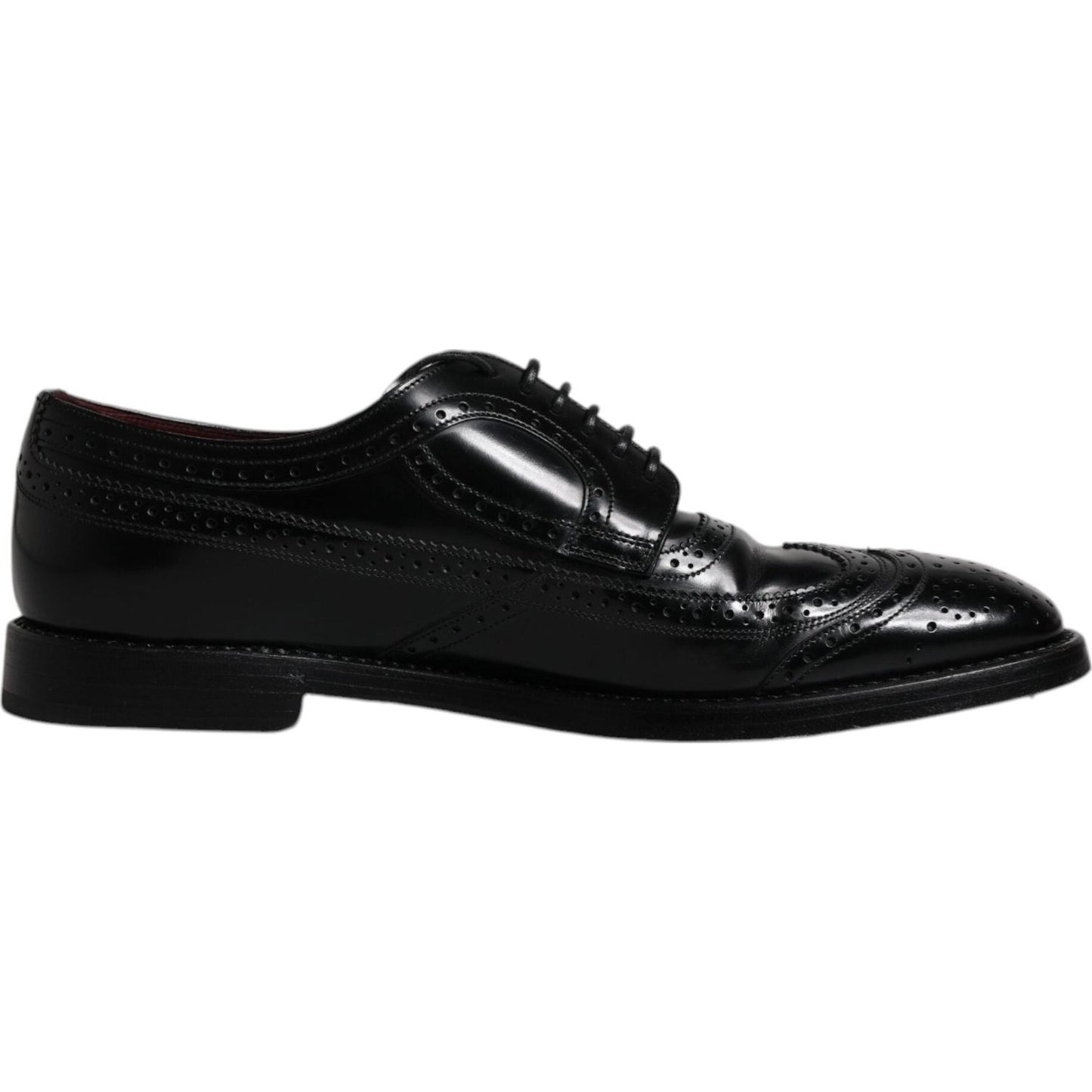 Dolce & Gabbana Black Leather Derby Wingtip Formal Shoes Dolce & Gabbana Black
