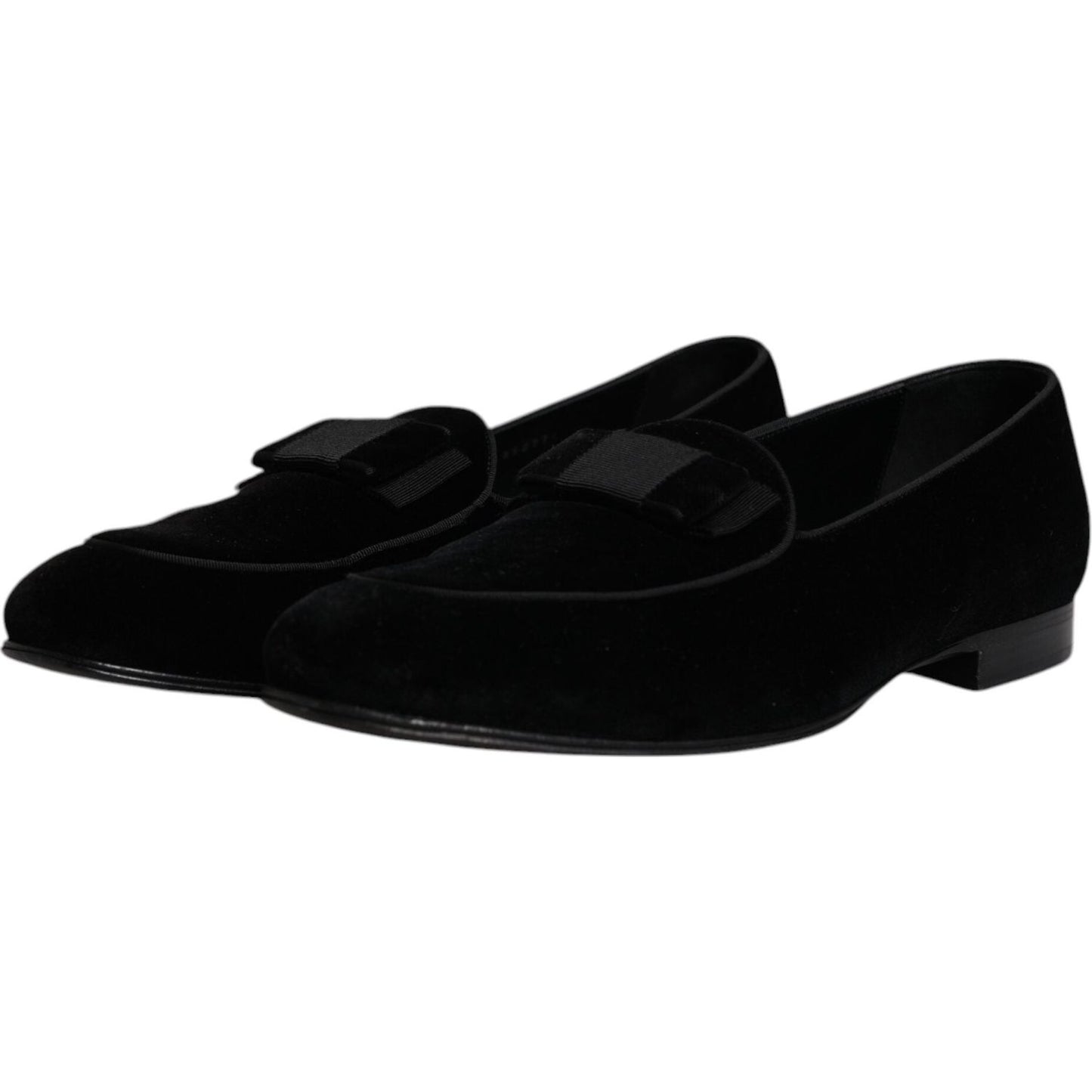 Dolce & Gabbana Black Velvet Loafers Formal Men Dress Shoes Dolce & Gabbana Black
