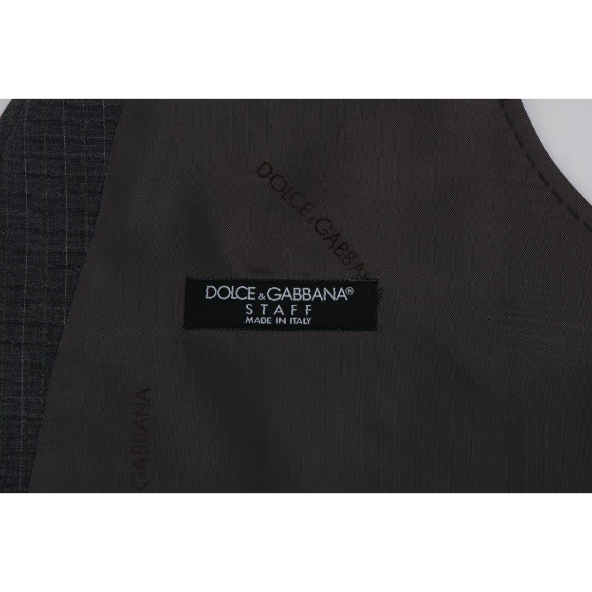 Dolce & Gabbana Elegant Striped Gray Waistcoat Vest Dolce & Gabbana Dark Slate Gray