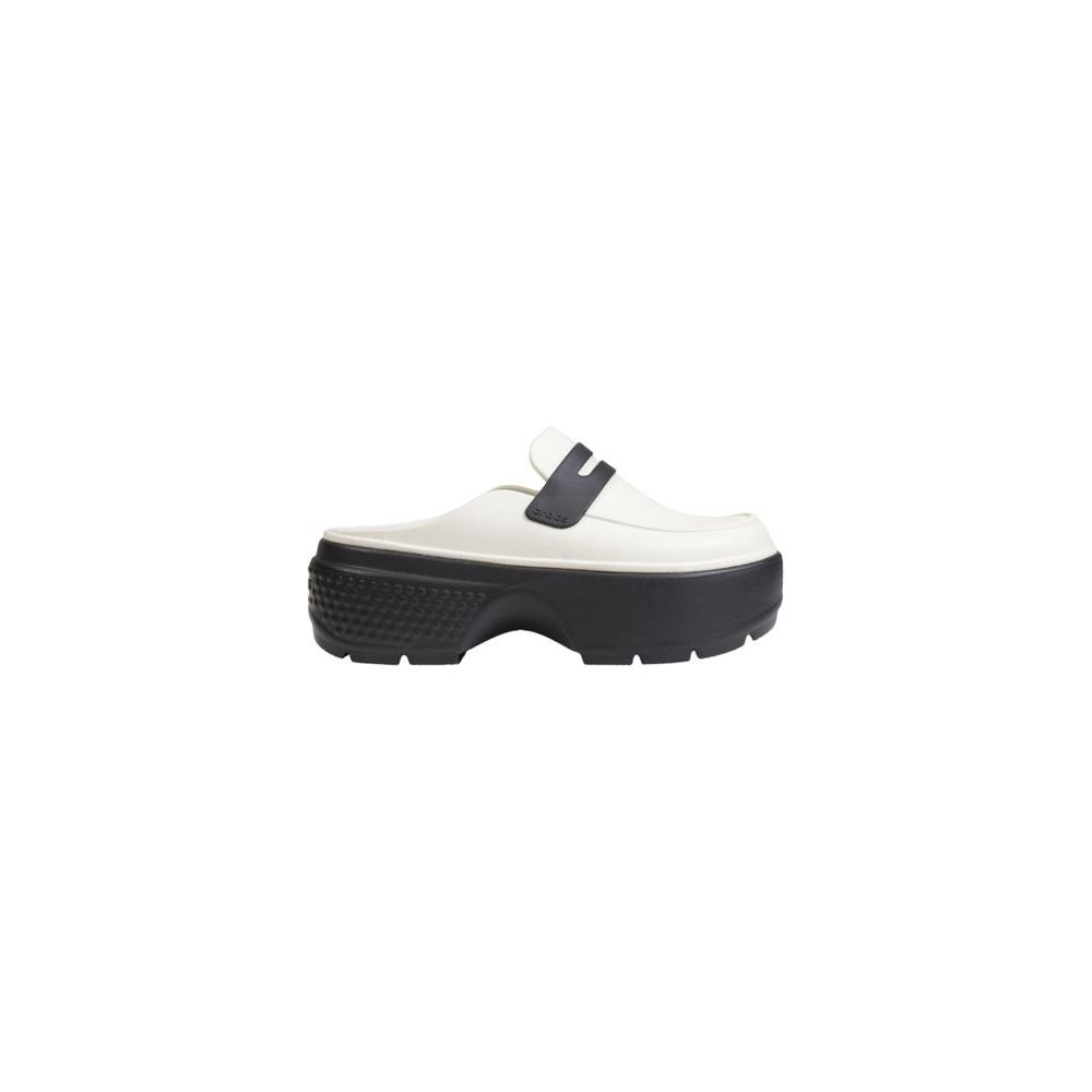 Crocs cream synthetic sandal with black sole, lightweight and non-slip design, ideal for summer comfort and style.