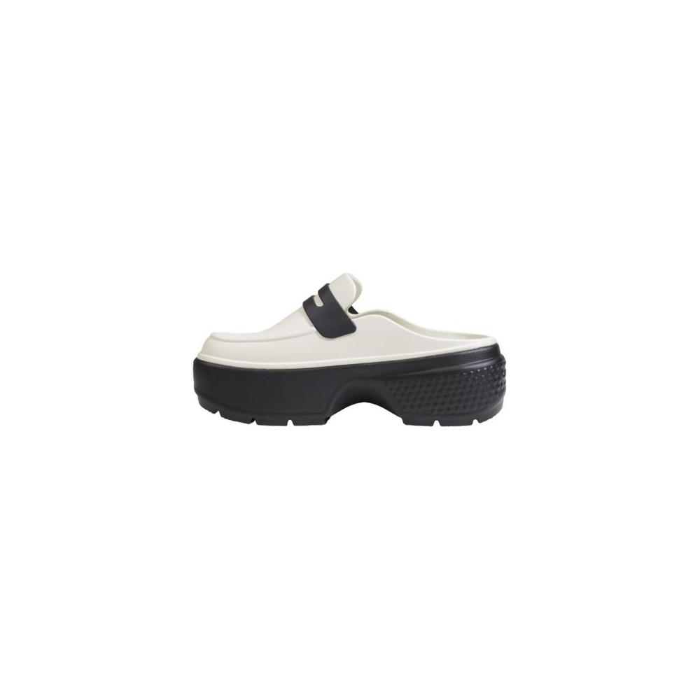 Crocs Cream Synthetic Sandal with black non-slip sole, ideal for summer comfort and style.