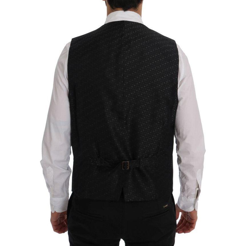 Dolce & Gabbana Elegant Gray Striped Men's Waistcoat Vest Dolce & Gabbana Gray