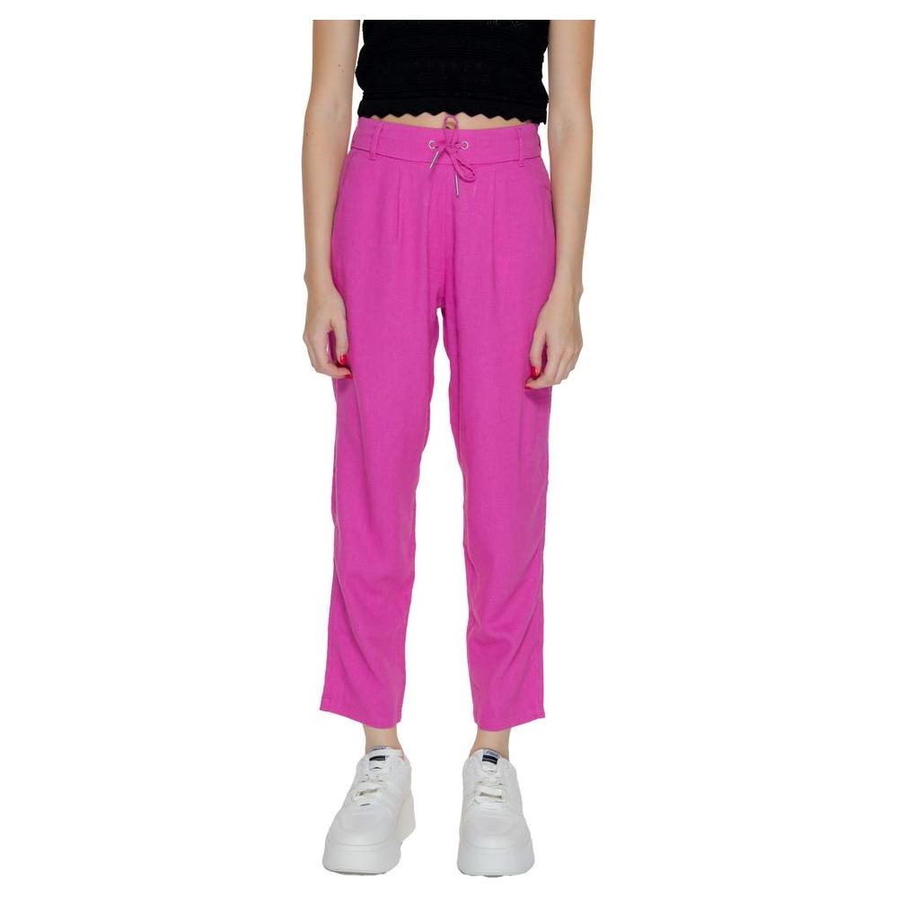 Only Multicolor Linen Jeans & Pant Only Pale Violet Red