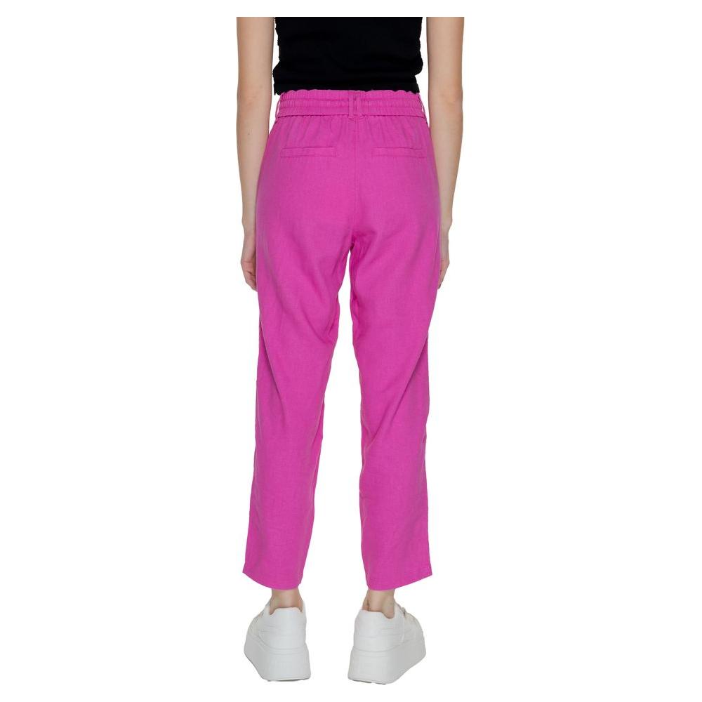Only Multicolor Linen Jeans & Pant Only Pale Violet Red