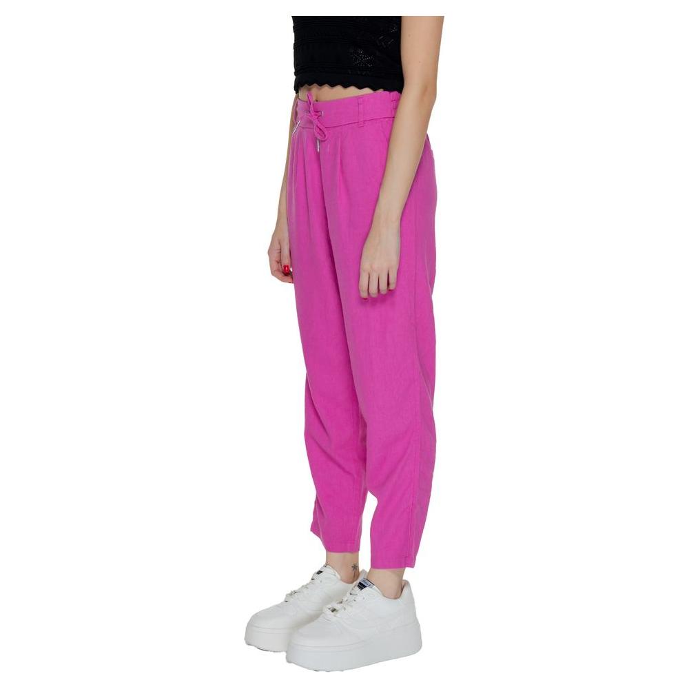 Only Multicolor Linen Jeans & Pant Only Pale Violet Red
