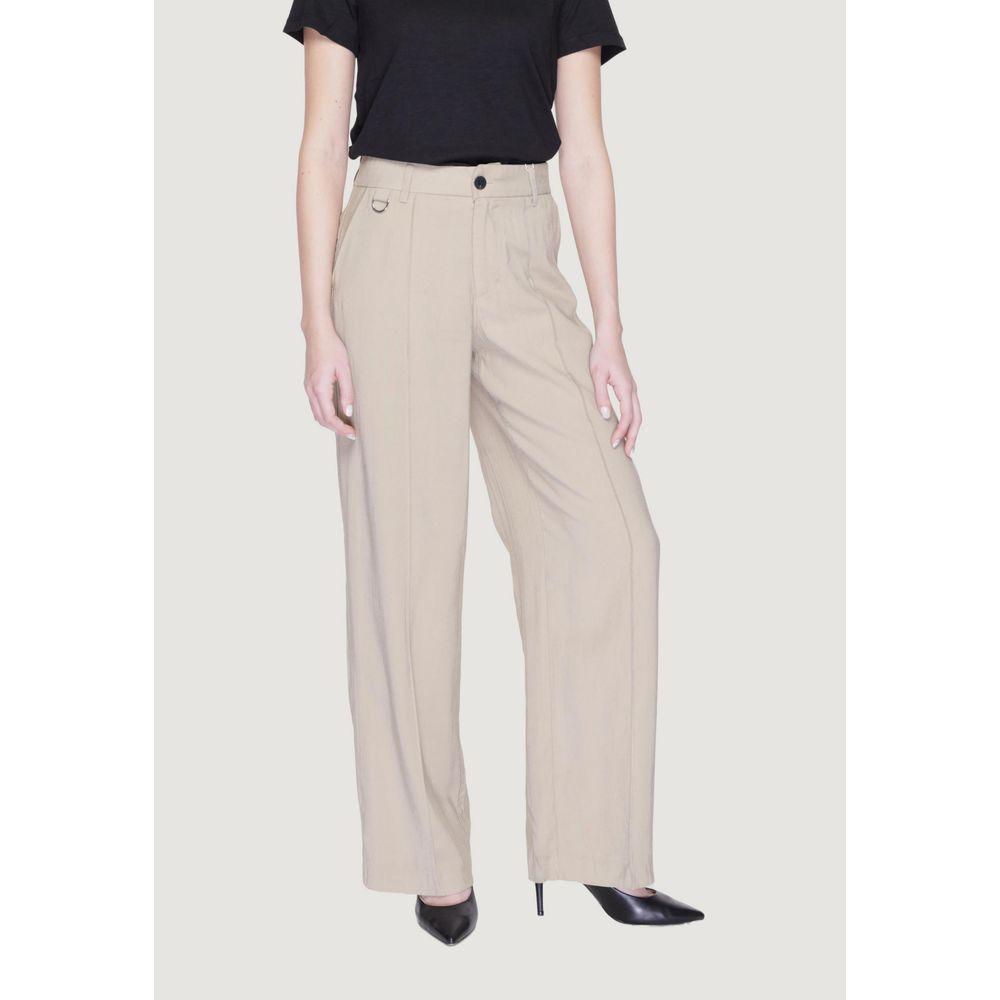 Only Beige Viscose Jeans & Pant Only Light Gray