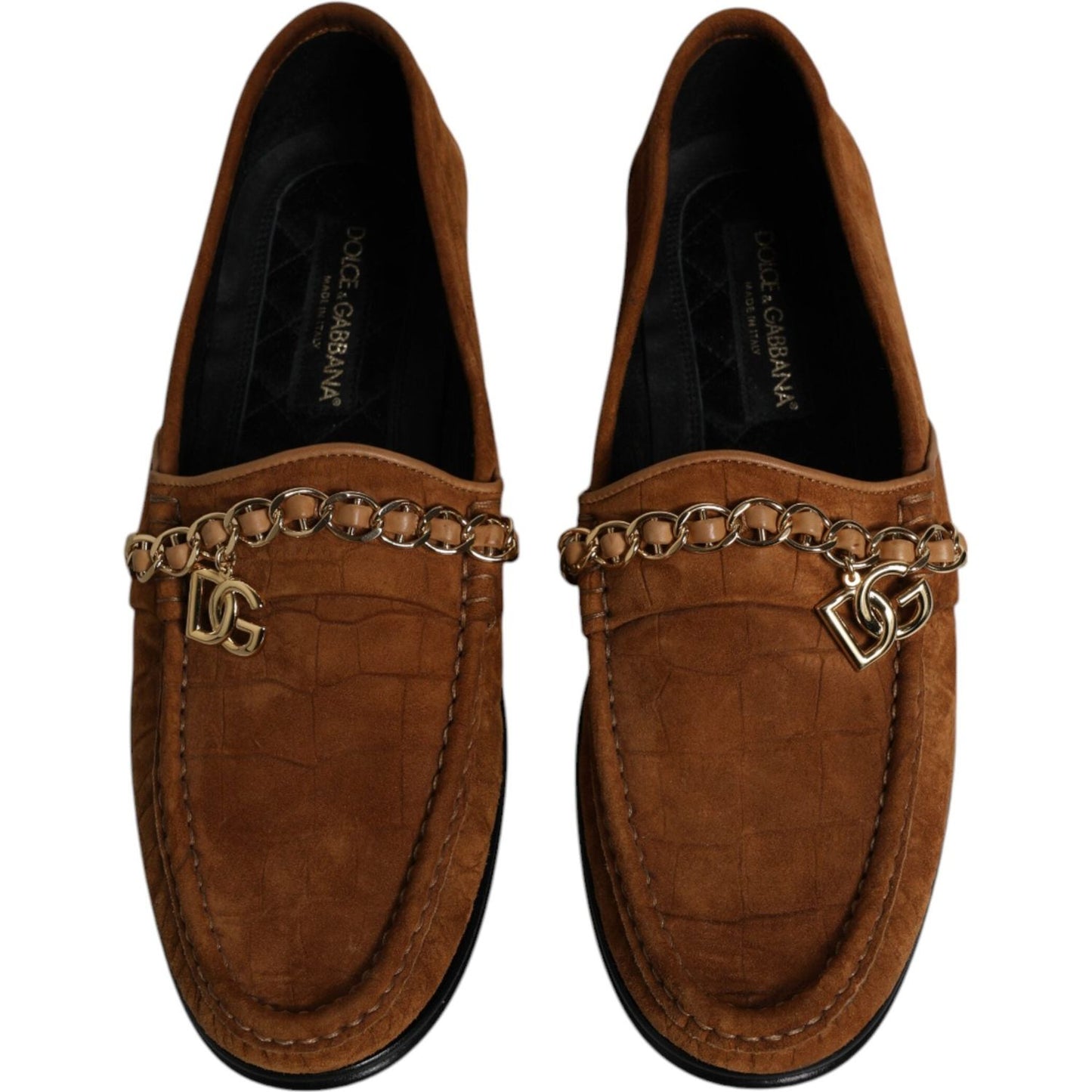 Dolce & Gabbana Brown Suede Leather Loafers Dress Shoes Dolce & Gabbana Black