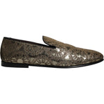 Dolce & Gabbana Dolce & Gabbana Gold Jacquard Flats Men Loafers Dress Shoes MV6574-44 1728,67345645728,Dolce & Gabbana,EU44/US11,Gold,Loafers - Men - Shoes,Material: 60% Acetate 40% Polyester,Men,Men - Shoes,Preowned / Defect,Shoes