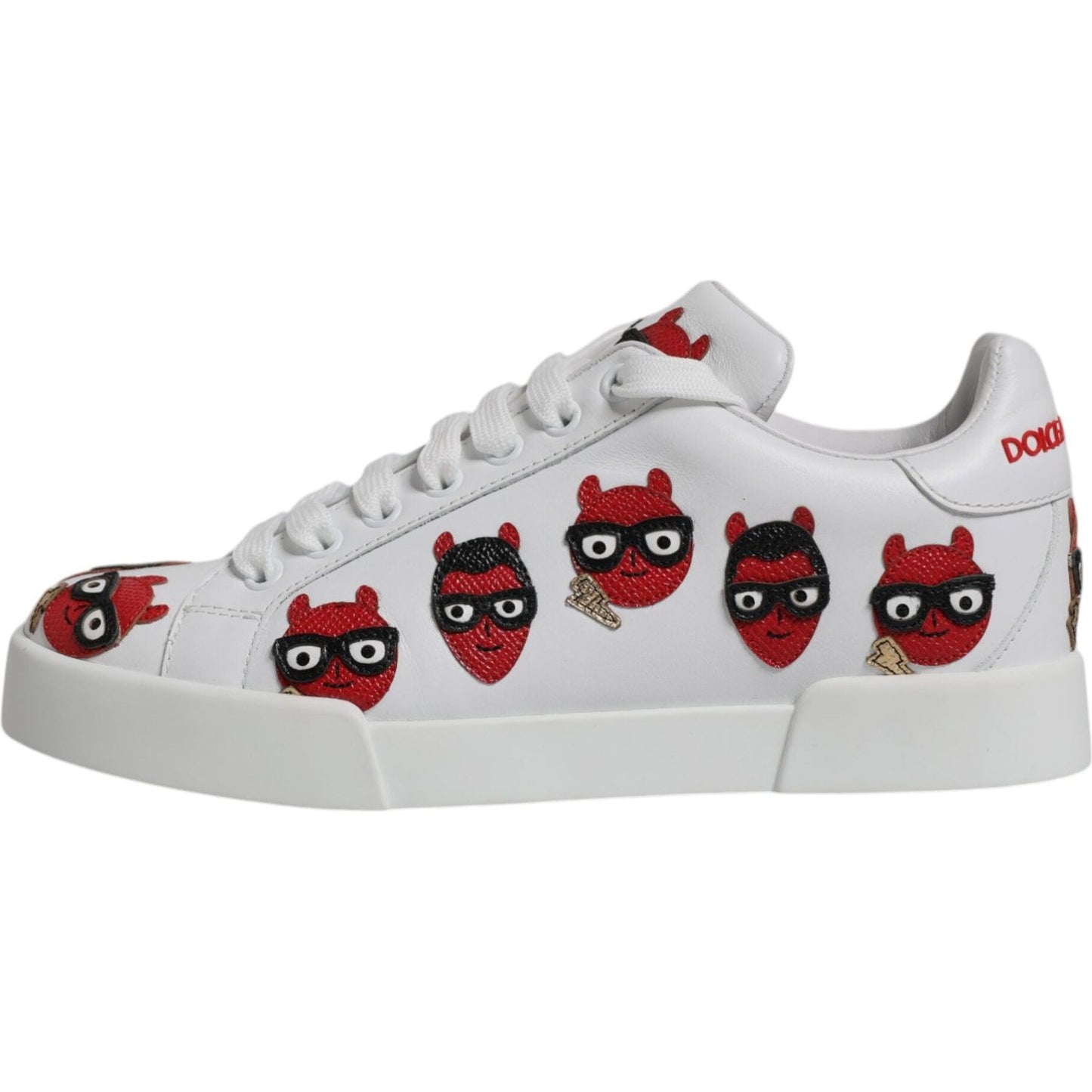 Dolce & Gabbana White Devil Face Portofino Sneakers Shoes Dolce & Gabbana Gray