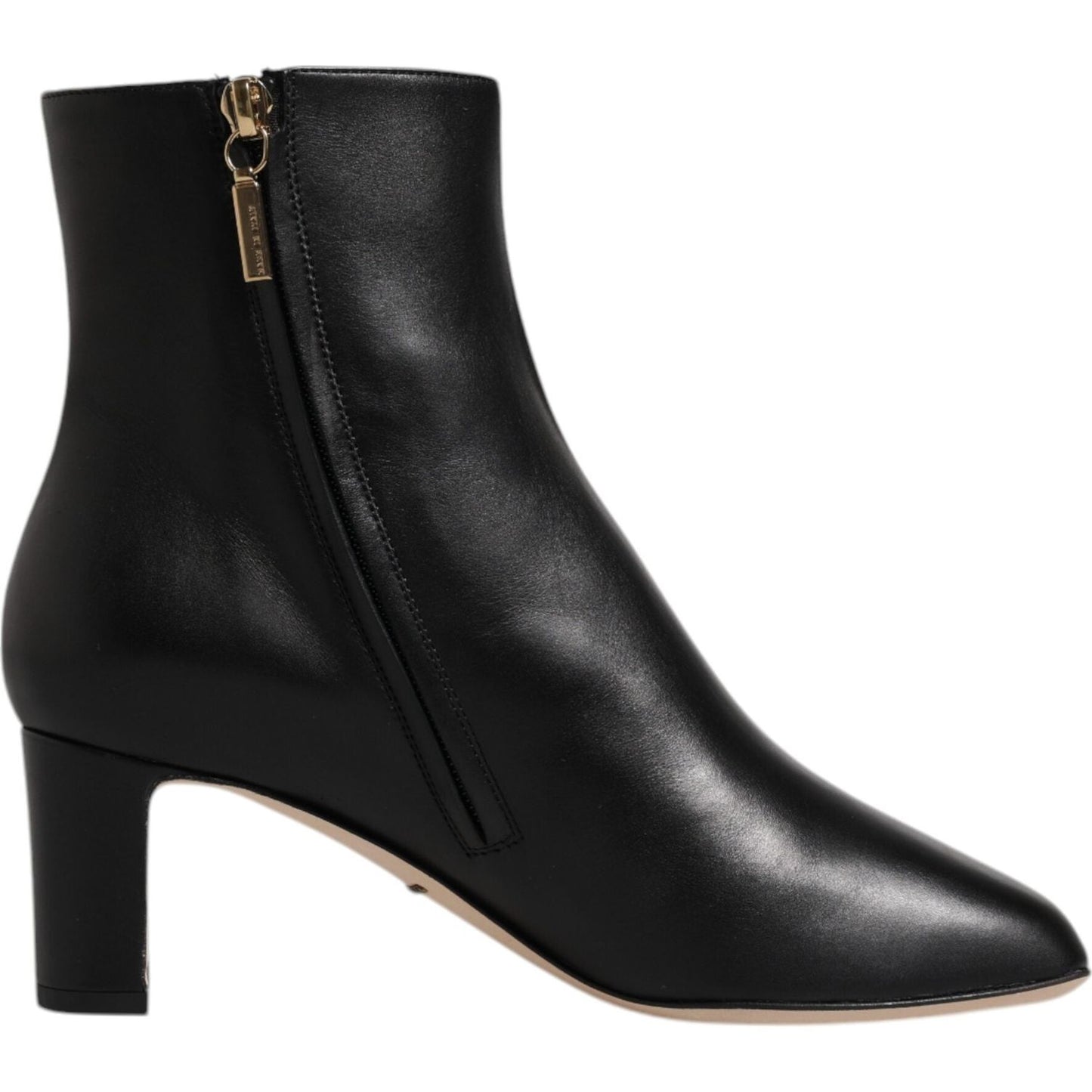 Dolce & Gabbana black Jackie leather mid calf boots with side zipper and logo, elegant Italian craftsmanship, exclusive footwear