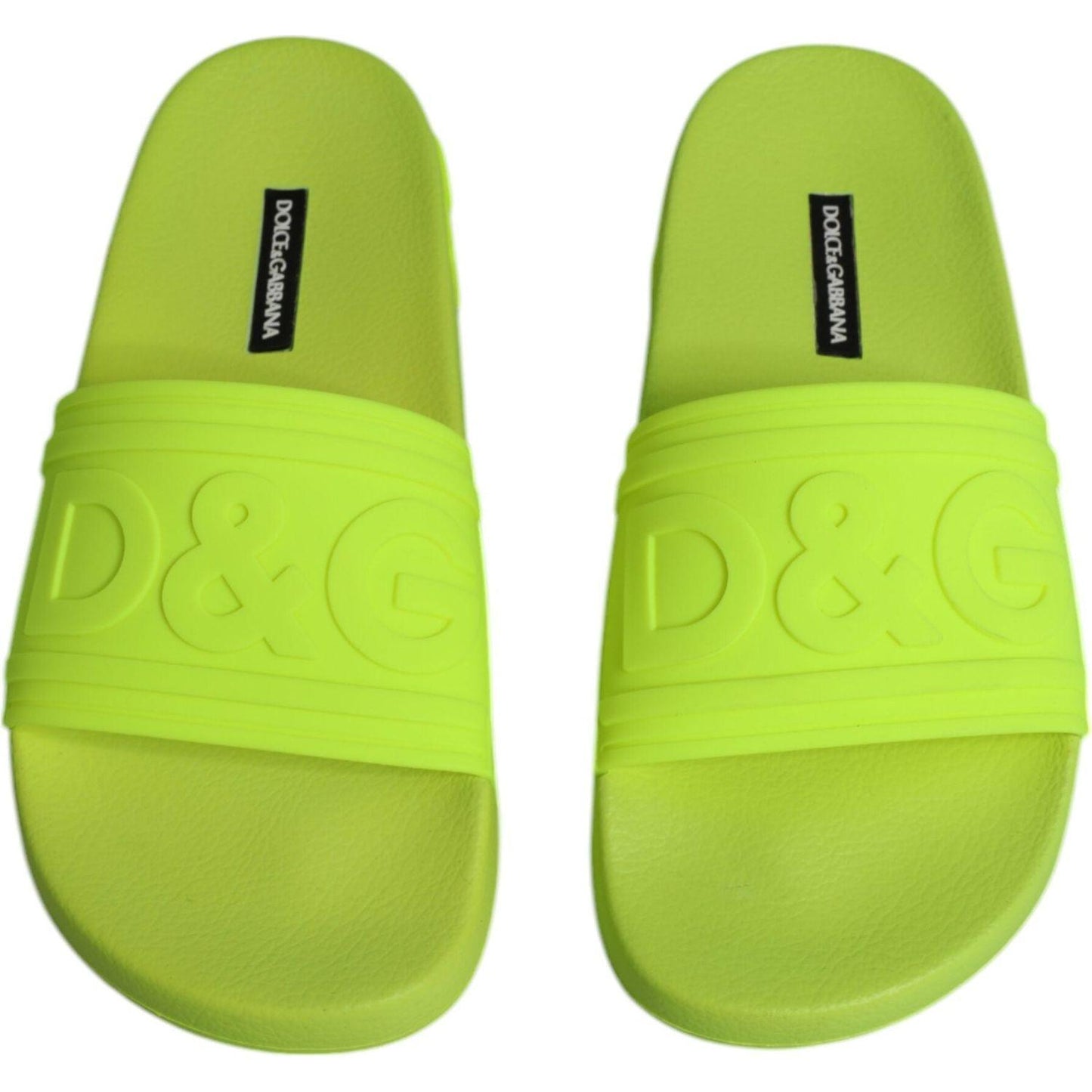 Dolce & Gabbana Green Rubber Slides Sandals Beachwear Shoes Dolce & Gabbana Yellow Green