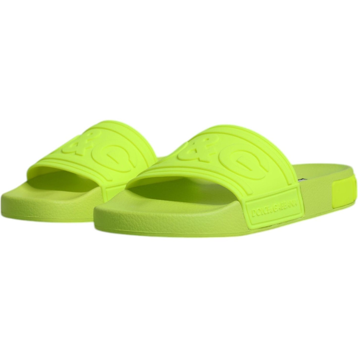Dolce & Gabbana Green Rubber Slides Sandals Beachwear Shoes Dolce & Gabbana Yellow Green