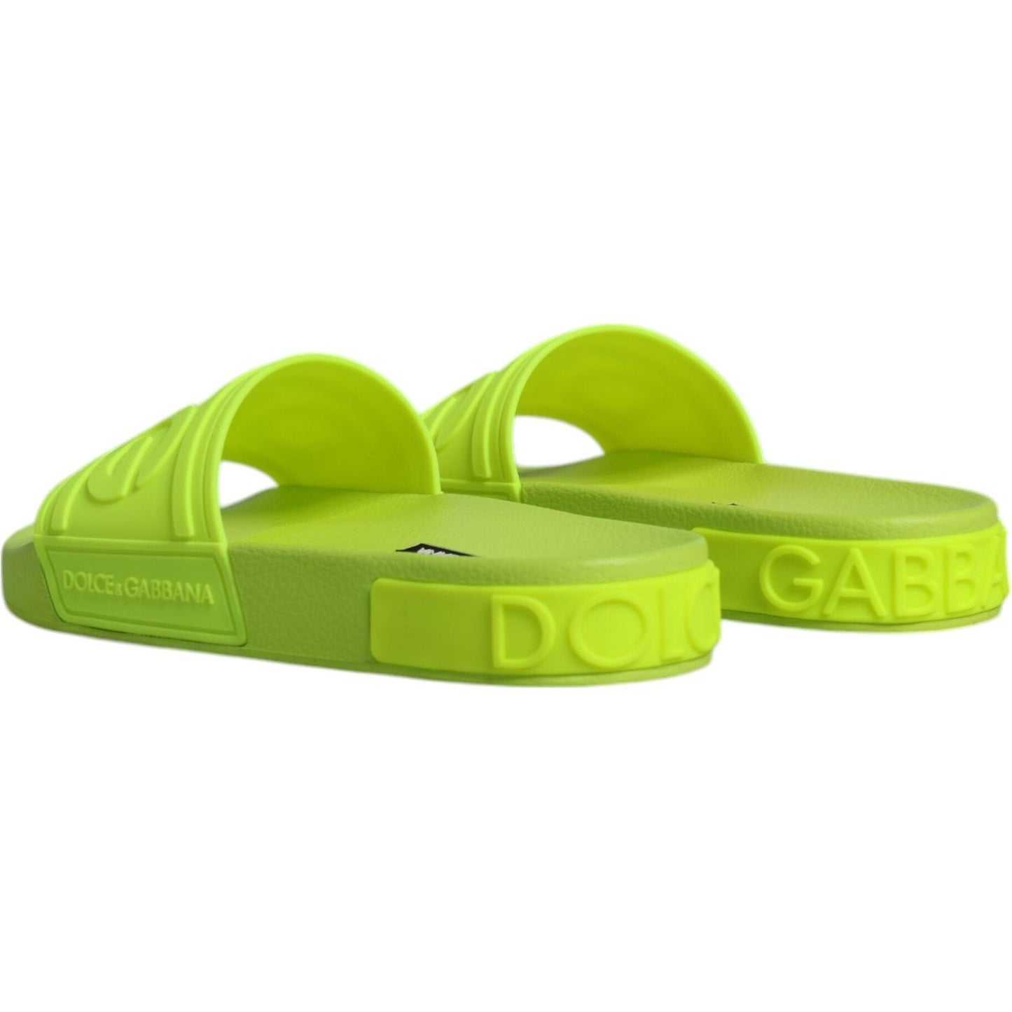 Dolce & Gabbana Green Rubber Slides Sandals Beachwear Shoes Dolce & Gabbana Yellow Green