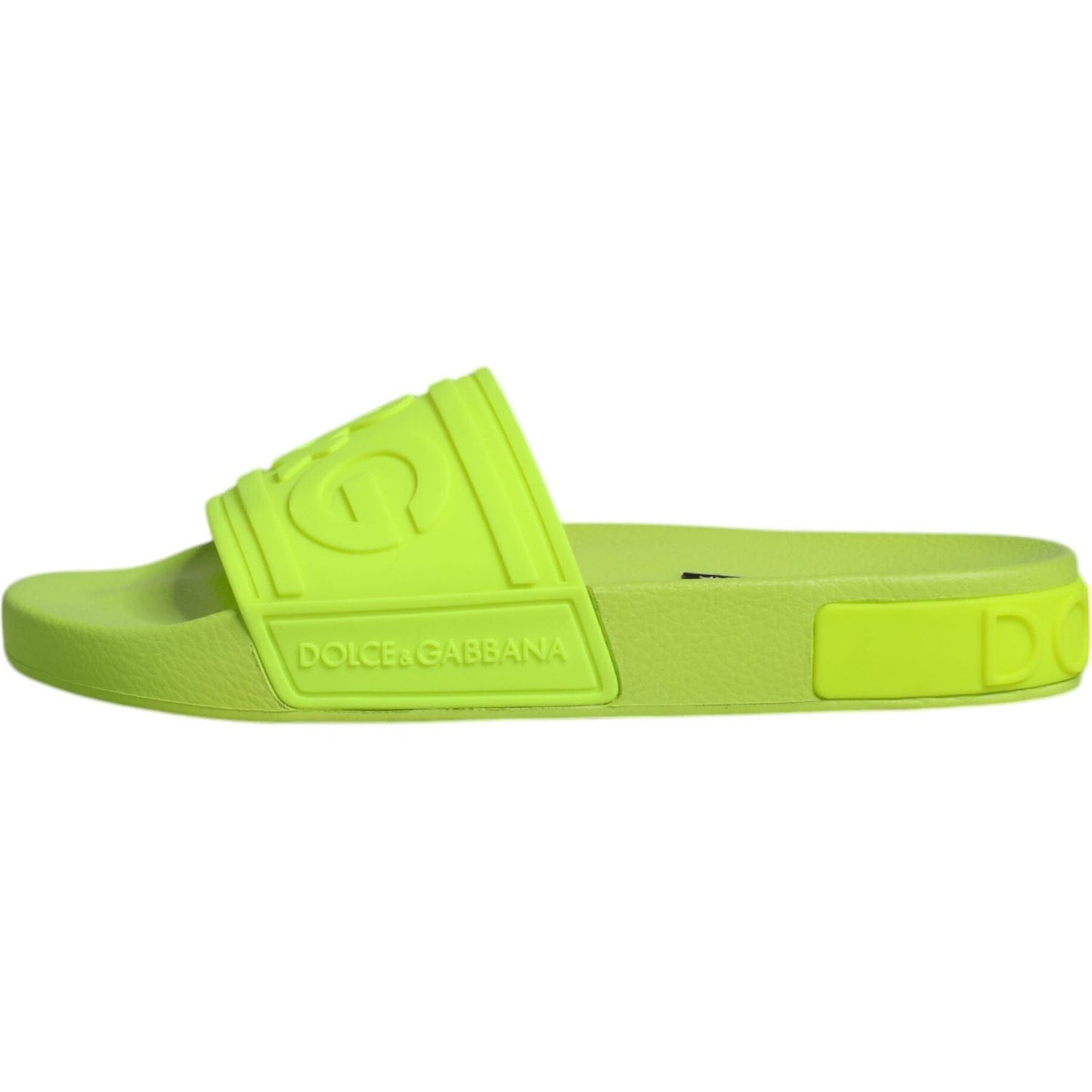 Dolce & Gabbana Green Rubber Slides Sandals Beachwear Shoes Dolce & Gabbana Yellow Green