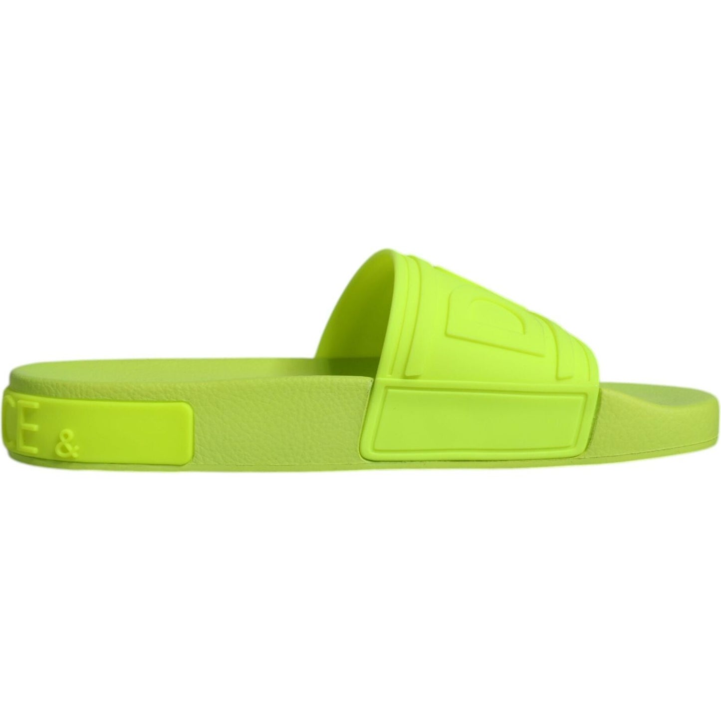 Dolce & Gabbana Green Rubber Slides Sandals Beachwear Shoes Dolce & Gabbana Yellow Green