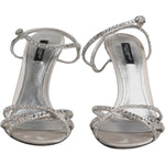 Dolce & Gabbana Dolce & Gabbana Silver Crystal Ankle Strap Sandals Shoes LA11990-38 1728,67345645728,Dolce & Gabbana,EU38/US7.5,EU40/US9.5,Material: 31% Silk 67% Viscose 2% Leather,Preowned / Defect,Sandals - Women - Shoes,Shoes,Silver,Women,Women - Shoes