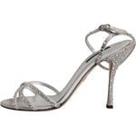 Dolce & Gabbana Dolce & Gabbana Silver Crystal Ankle Strap Sandals Shoes LA11990-38 1728,67345645728,Dolce & Gabbana,EU38/US7.5,EU40/US9.5,Material: 31% Silk 67% Viscose 2% Leather,Preowned / Defect,Sandals - Women - Shoes,Shoes,Silver,Women,Women - Shoes
