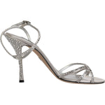 Dolce & Gabbana Dolce & Gabbana Silver Crystal Ankle Strap Sandals Shoes LA11990-38 1728,67345645728,Dolce & Gabbana,EU38/US7.5,EU40/US9.5,Material: 31% Silk 67% Viscose 2% Leather,Preowned / Defect,Sandals - Women - Shoes,Shoes,Silver,Women,Women - Shoes