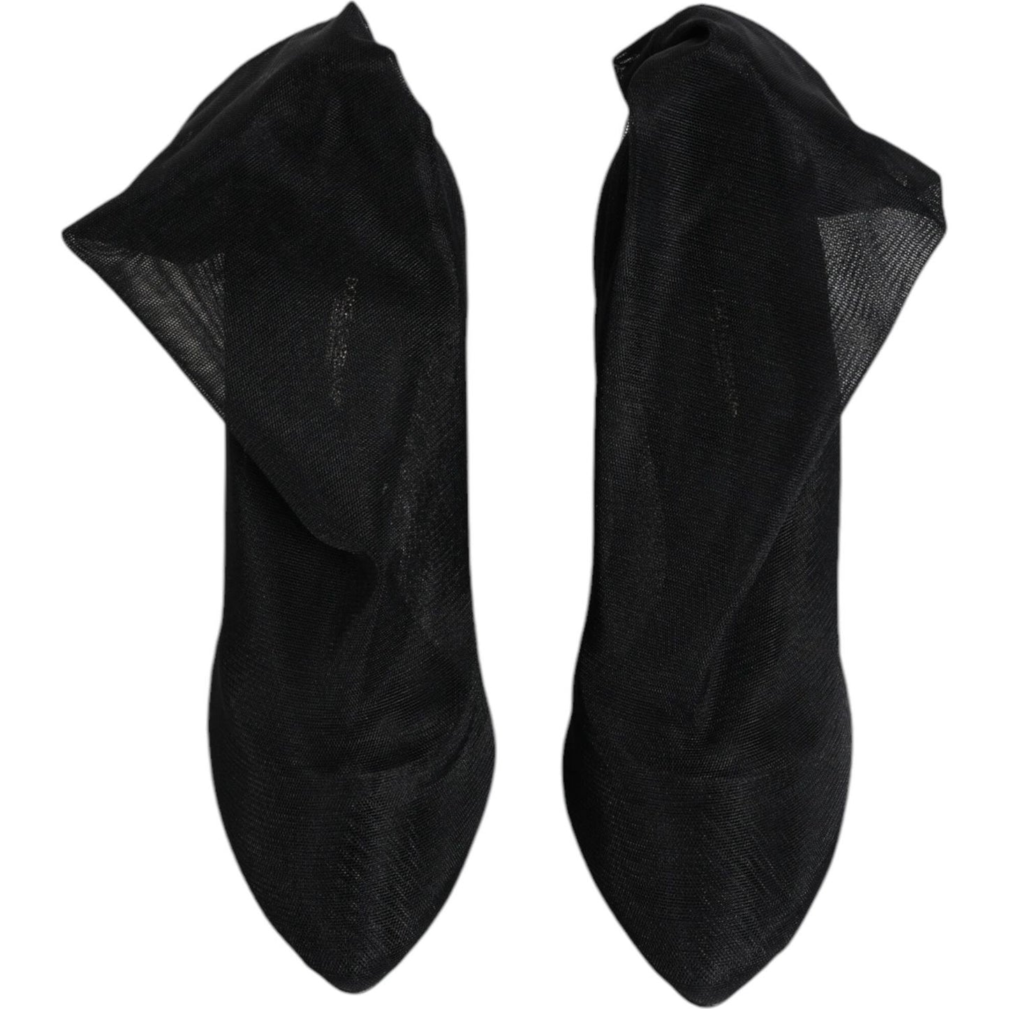 Dolce & Gabbana Black Silk Stretch Mesh Sock Boots Shoes Dolce & Gabbana Black