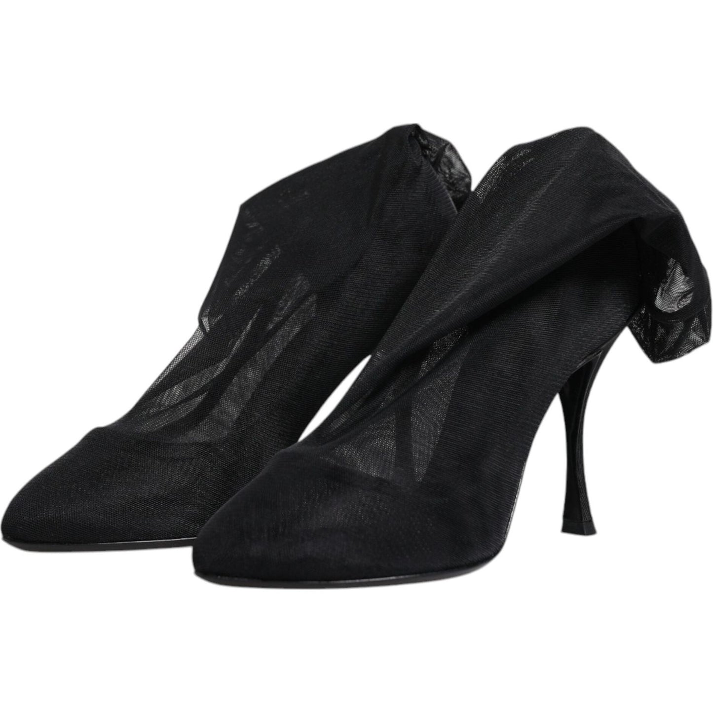Dolce & Gabbana Black Silk Stretch Mesh Sock Boots Shoes Dolce & Gabbana Black