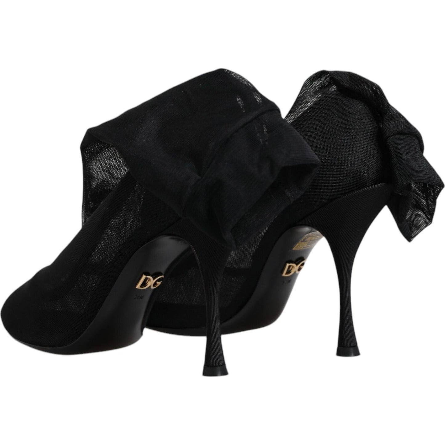 Dolce & Gabbana Black Silk Stretch Mesh Sock Boots Shoes Dolce & Gabbana Black