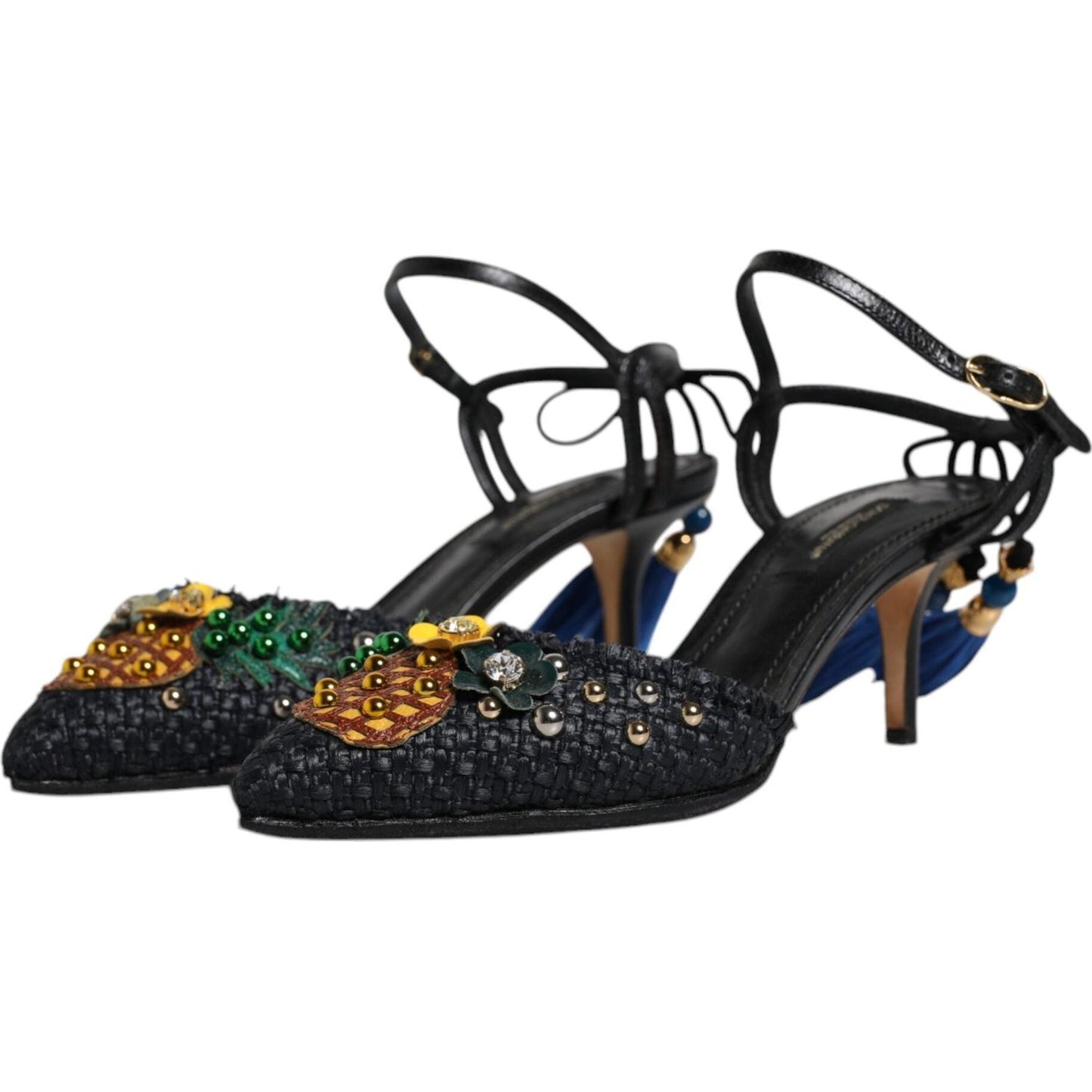 Dolce & Gabbana Black Pineapple Bellucci Heels Sandals Shoes Dolce & Gabbana Dark Slate Gray