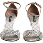 Dolce & Gabbana Dolce & Gabbana Silver Ankle Strap Crystal Sandals Shoes LA12003-37 1728,67345645728,Dolce & Gabbana,EU37/US7,Material: 68% Viscose 32% Silk,Preowned / Defect,Sandals - Women - Shoes,Shoes,Silver,Women,Women - Shoes