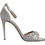 Dolce & Gabbana Dolce & Gabbana Silver Ankle Strap Crystal Sandals Shoes LA12003-37 1728,67345645728,Dolce & Gabbana,EU37/US7,Material: 68% Viscose 32% Silk,Preowned / Defect,Sandals - Women - Shoes,Shoes,Silver,Women,Women - Shoes